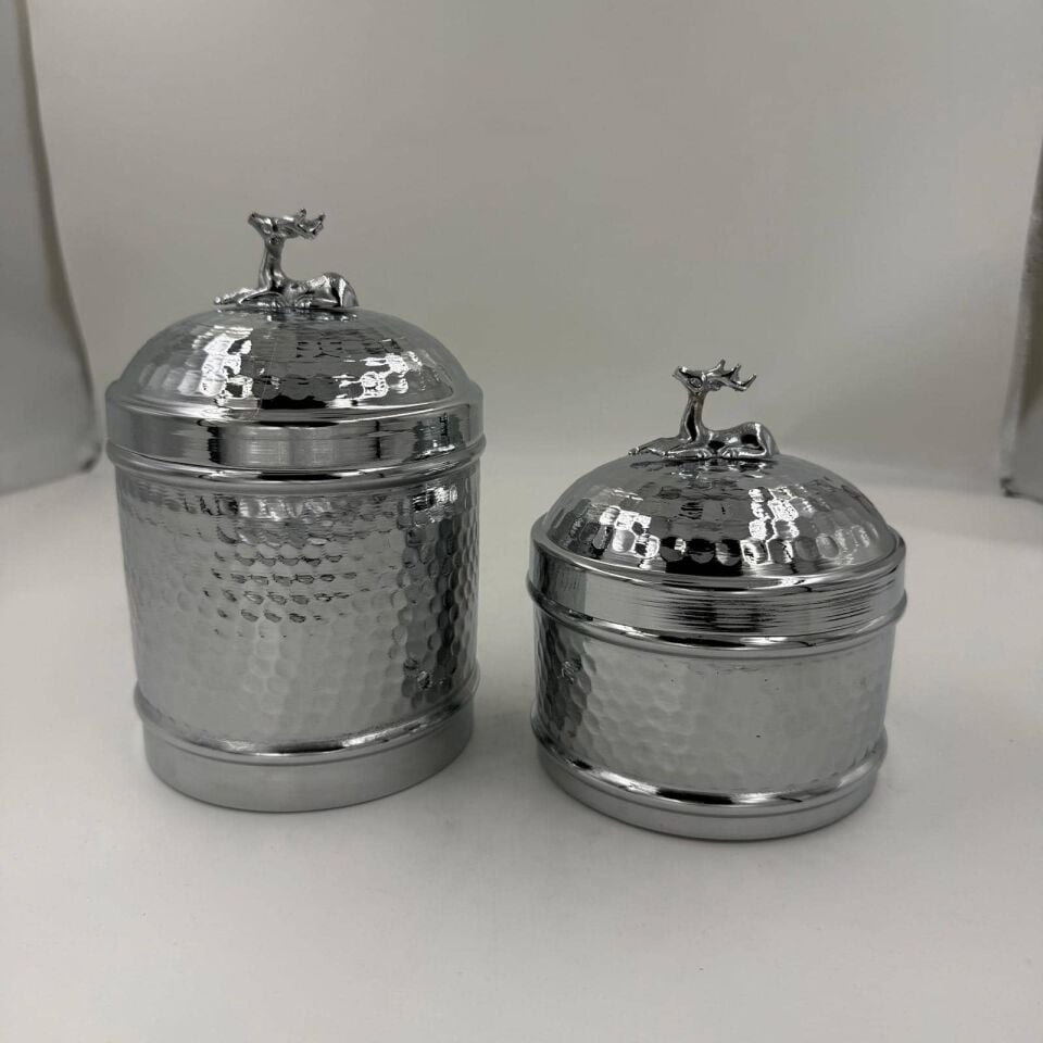 GÜMÜŞ METAL GEYİK DETAYLI DEKORATİF KUTU