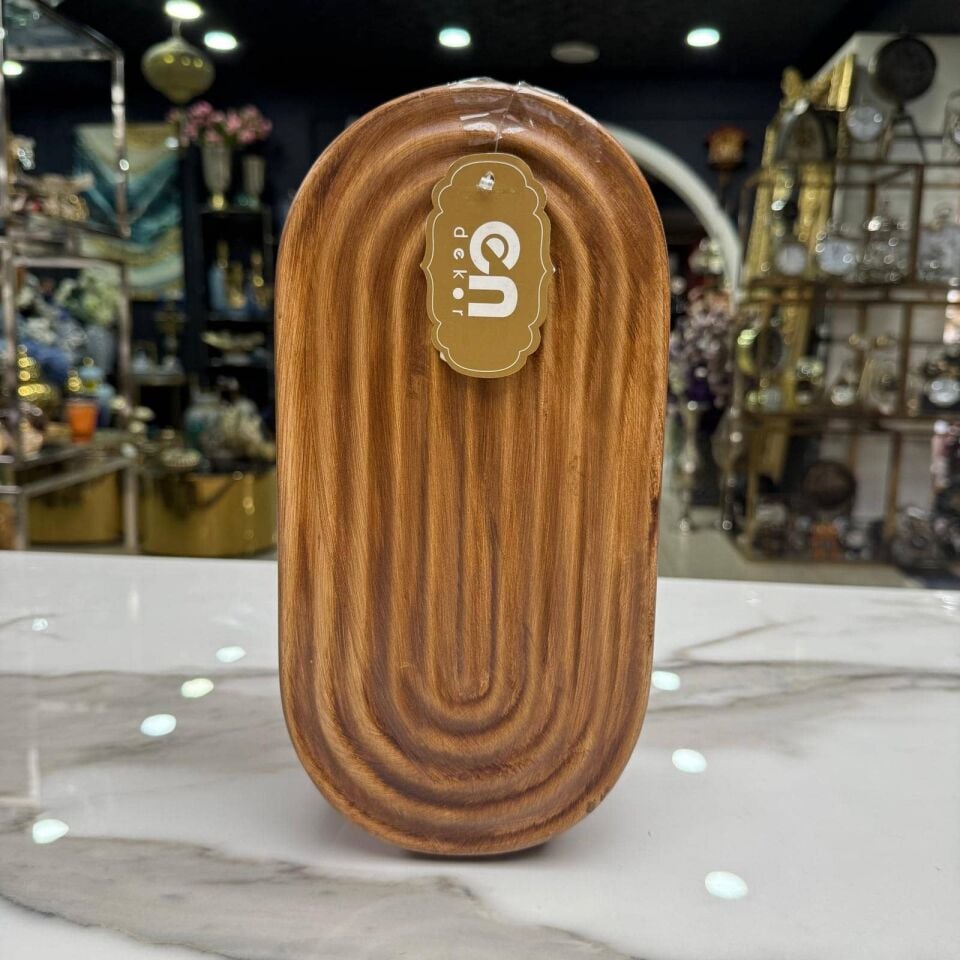 AHŞAP GÖRÜNÜMLÜ SERAMİK OVAL VAZO