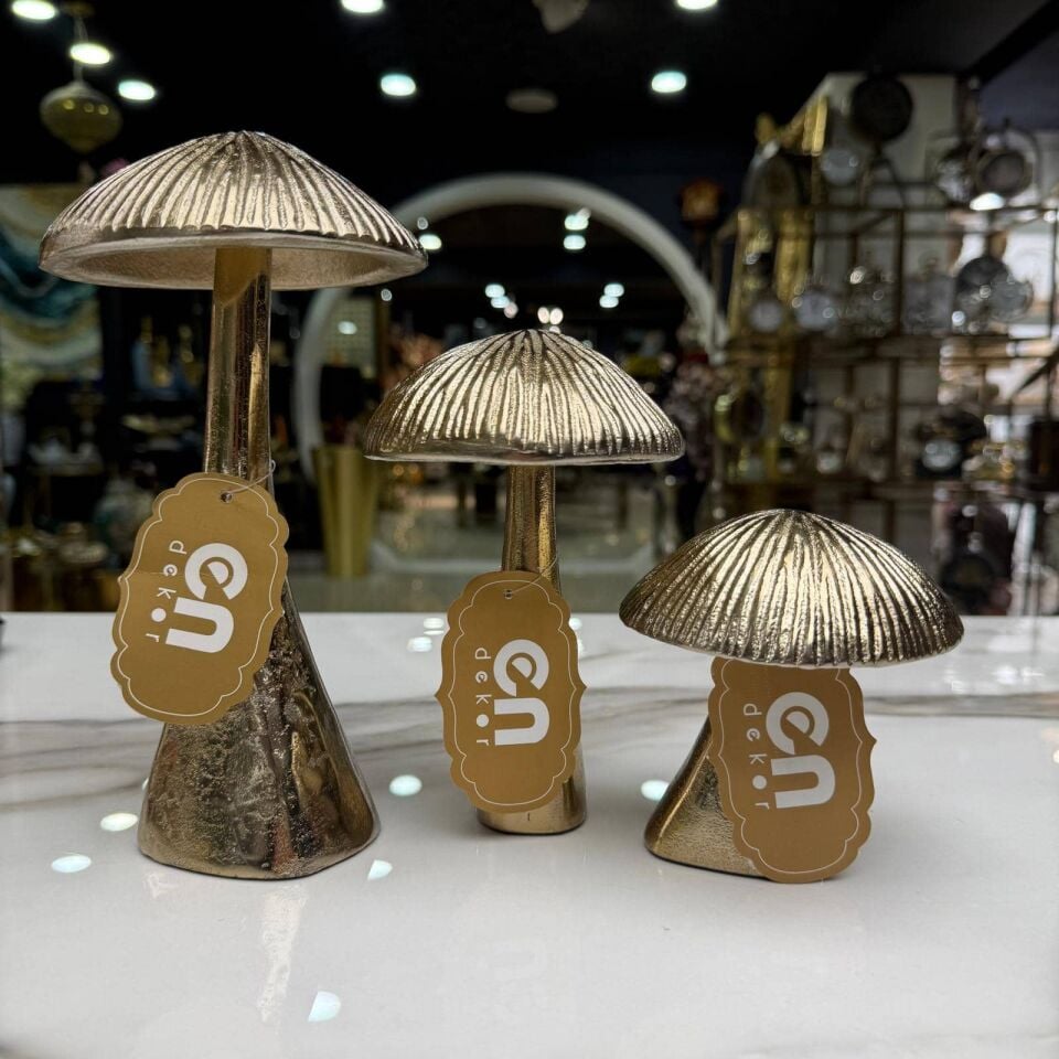 3’LÜ GOLD DÖKÜM MANTAR OBJE