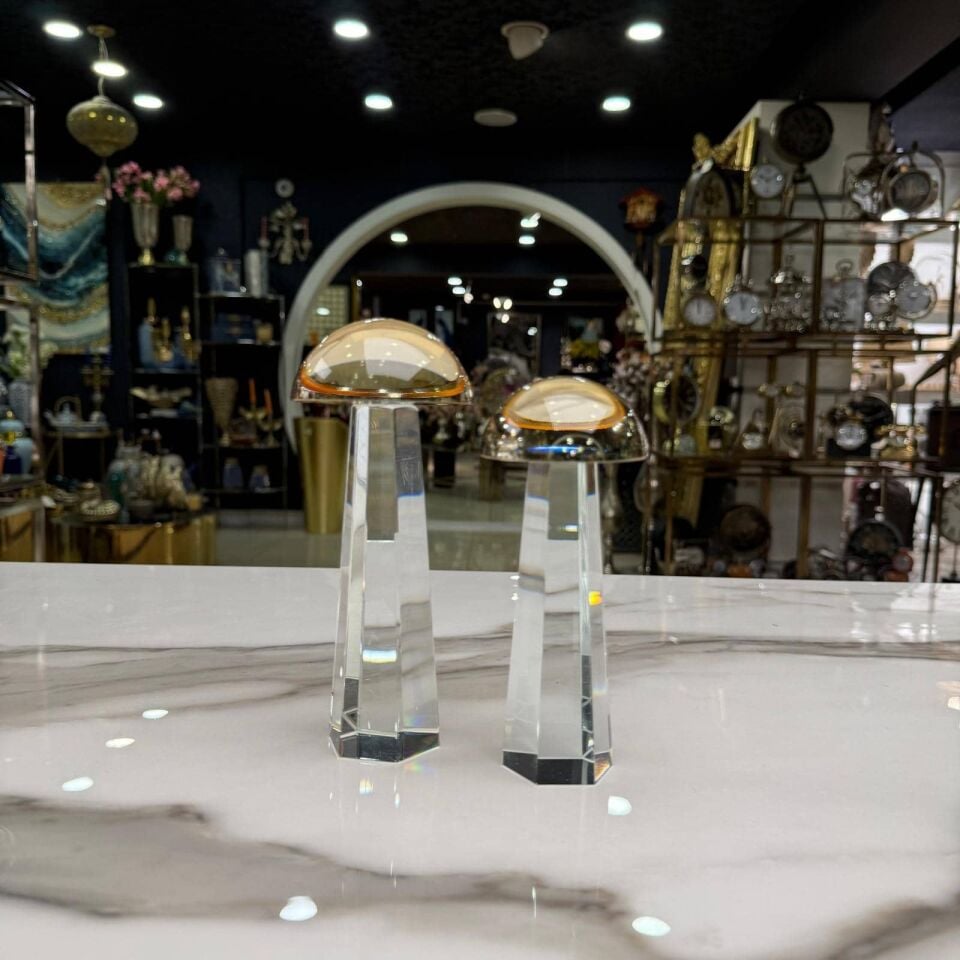 2’Lİ AMBER KRİSTAL MANTAR OBJE