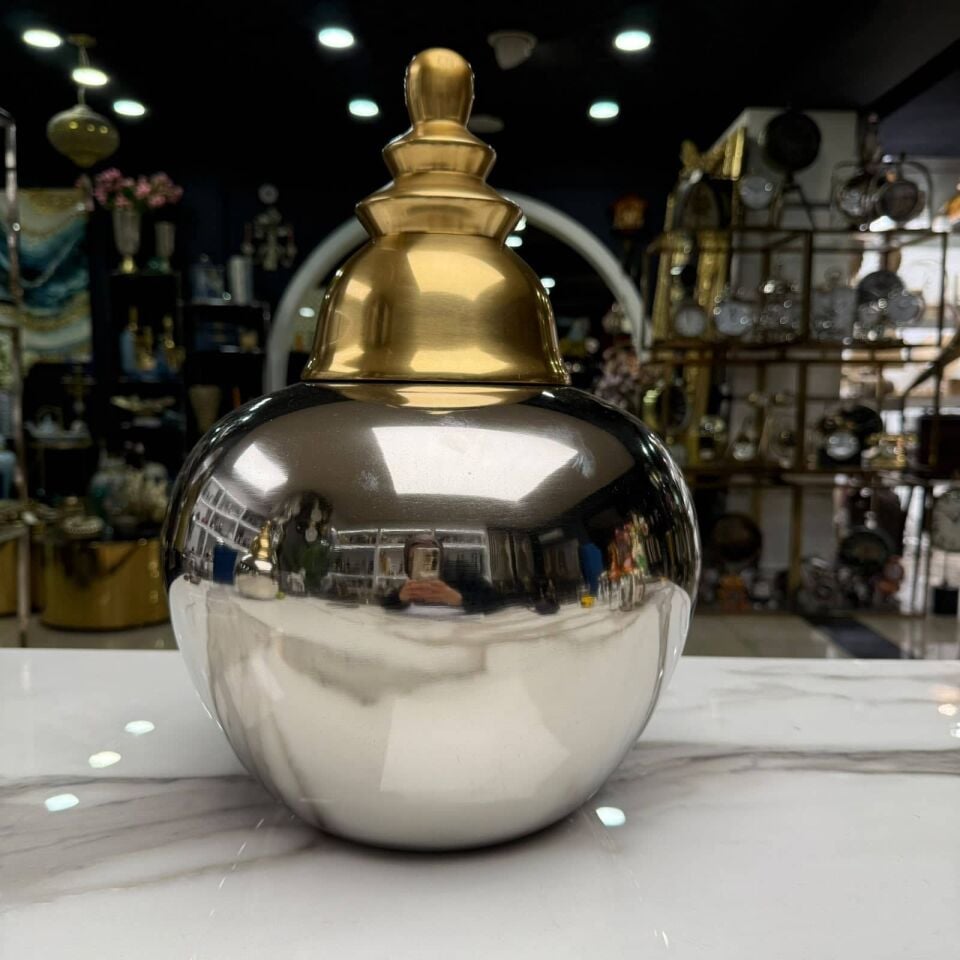 BÜYÜK GOLD SİLVER DÖKÜM KAPAKLI OBJE