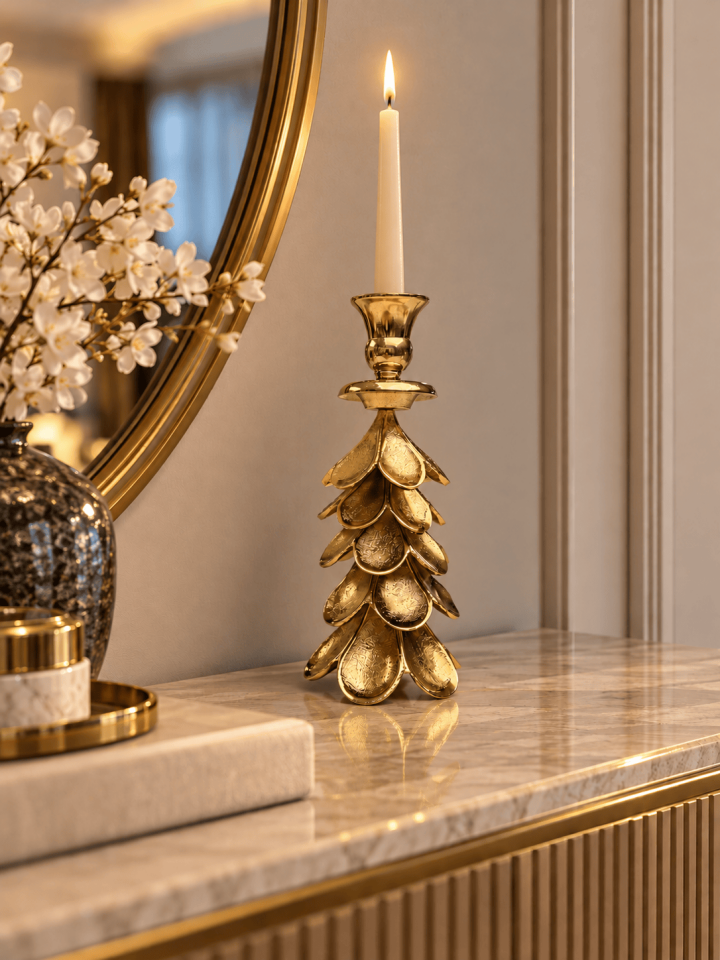 GOLD YAPRAKLI DÖKÜM ŞAMDAN