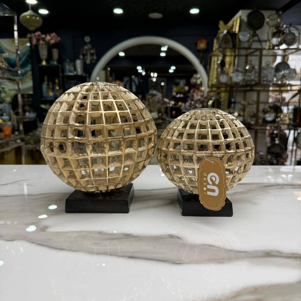 2'Lİ GOLD DÖKÜM KAFES KÜRE OBJE