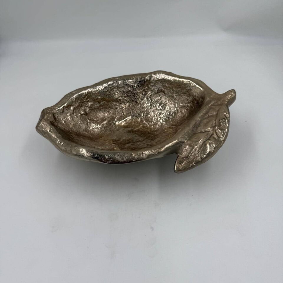 ANTİK GOLD YAPRAK FORMLU DÖKÜM DEKORATİF KASE