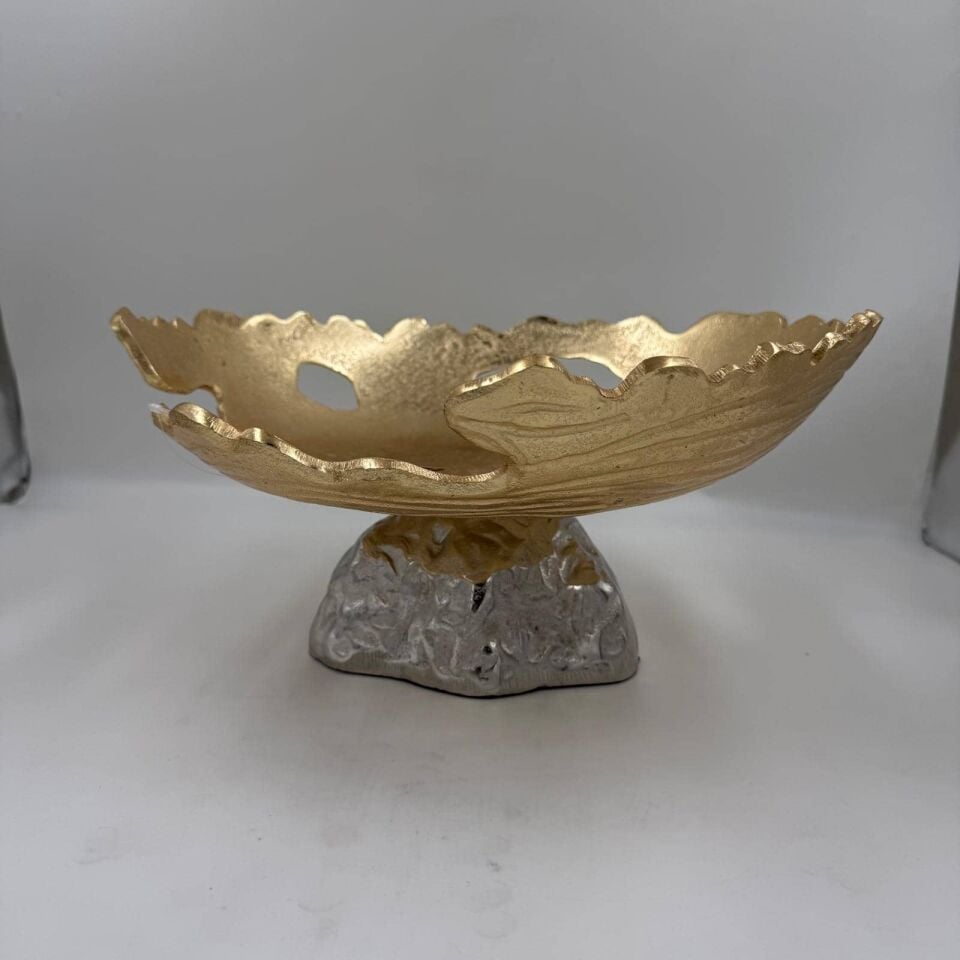 GOLD GÜMÜŞ AYAKLI DEKORATİF SUNUMLUK BÜYÜK