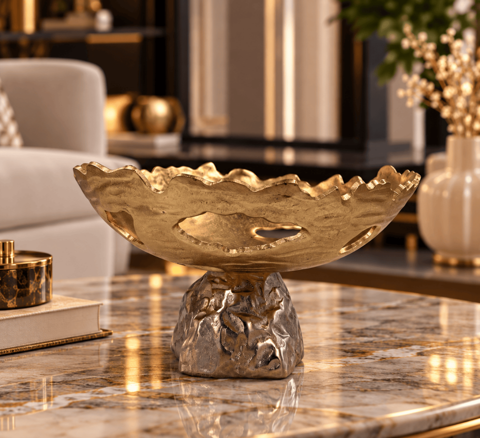 GOLD GÜMÜŞ AYAKLI KÜÇÜK DEKORATİF SUNUMLUK
