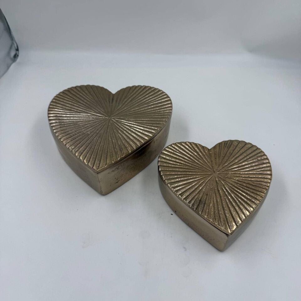 ANTİK GOLD 2'Lİ DÖKÜM KALP KUTU SETİ