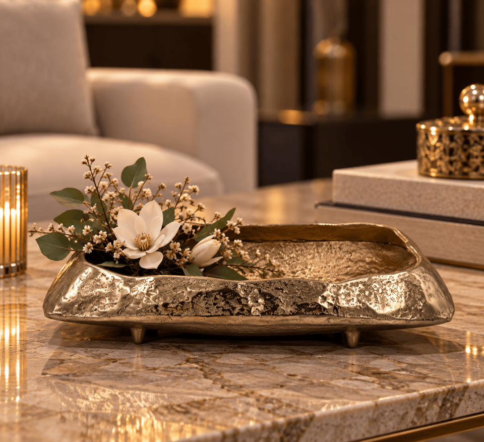 ANTİK GOLD DİKDÖRTGEN DEKORATİF ÇİÇEKLİK