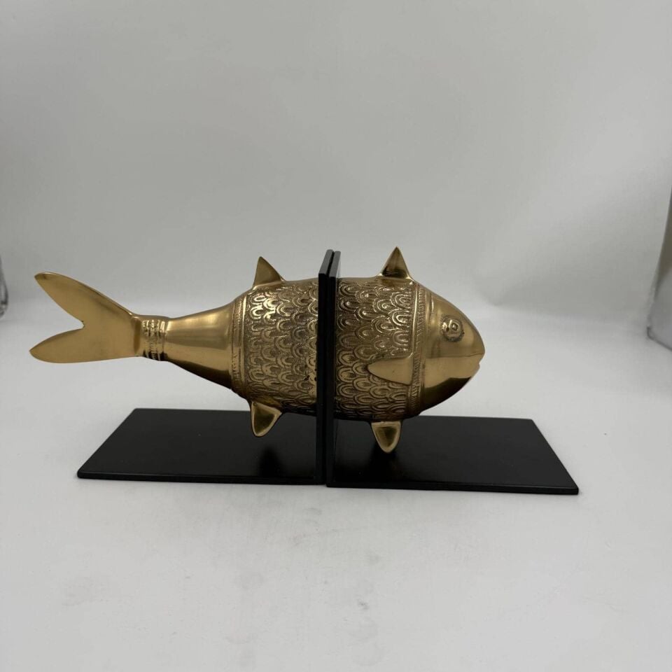 GOLD BALIK FİGÜRLÜ DÖKÜM KİTAP TUTUCU