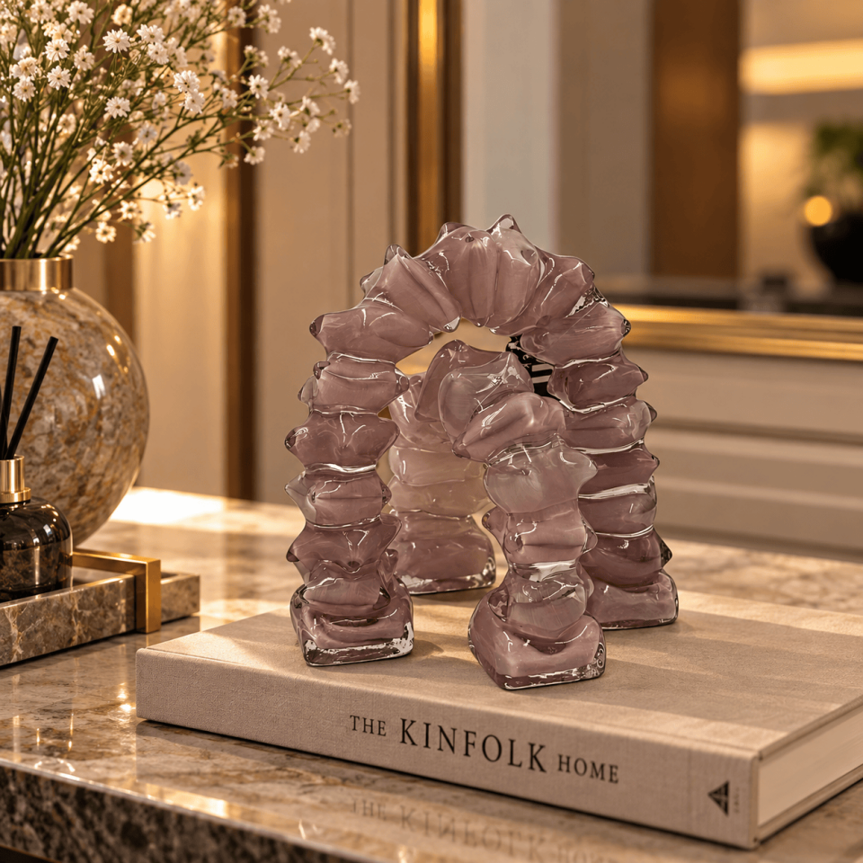 PEMBE KRİSTAL CAM DEKORATİF OBJE