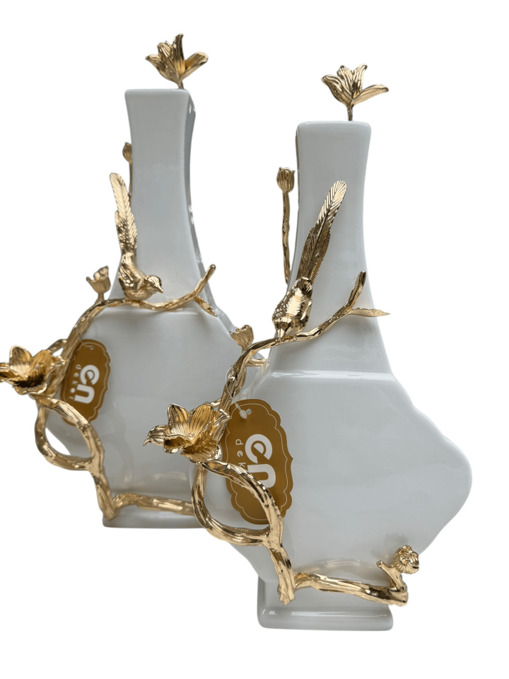 İKİLİ DEKORATİF KUŞLU VAZO