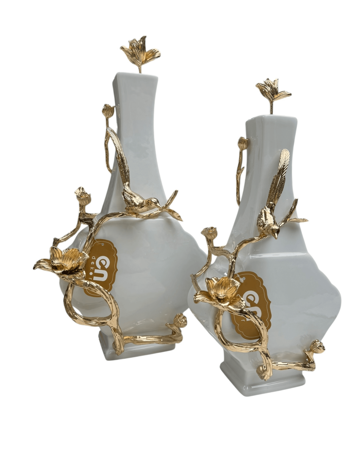 İKİLİ DEKORATİF KUŞLU VAZO