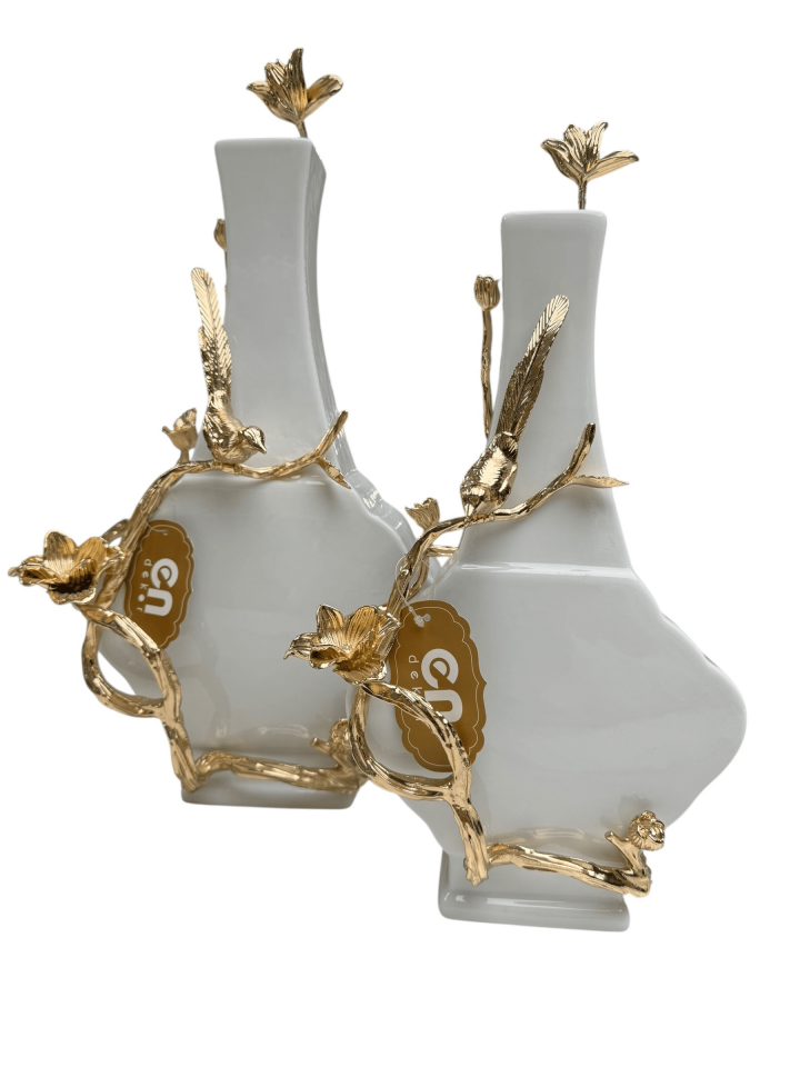 İKİLİ DEKORATİF KUŞLU VAZO