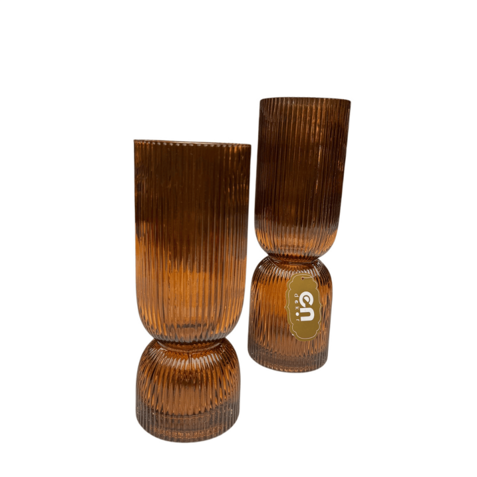 2 Lİ CAM VAZO AMBER