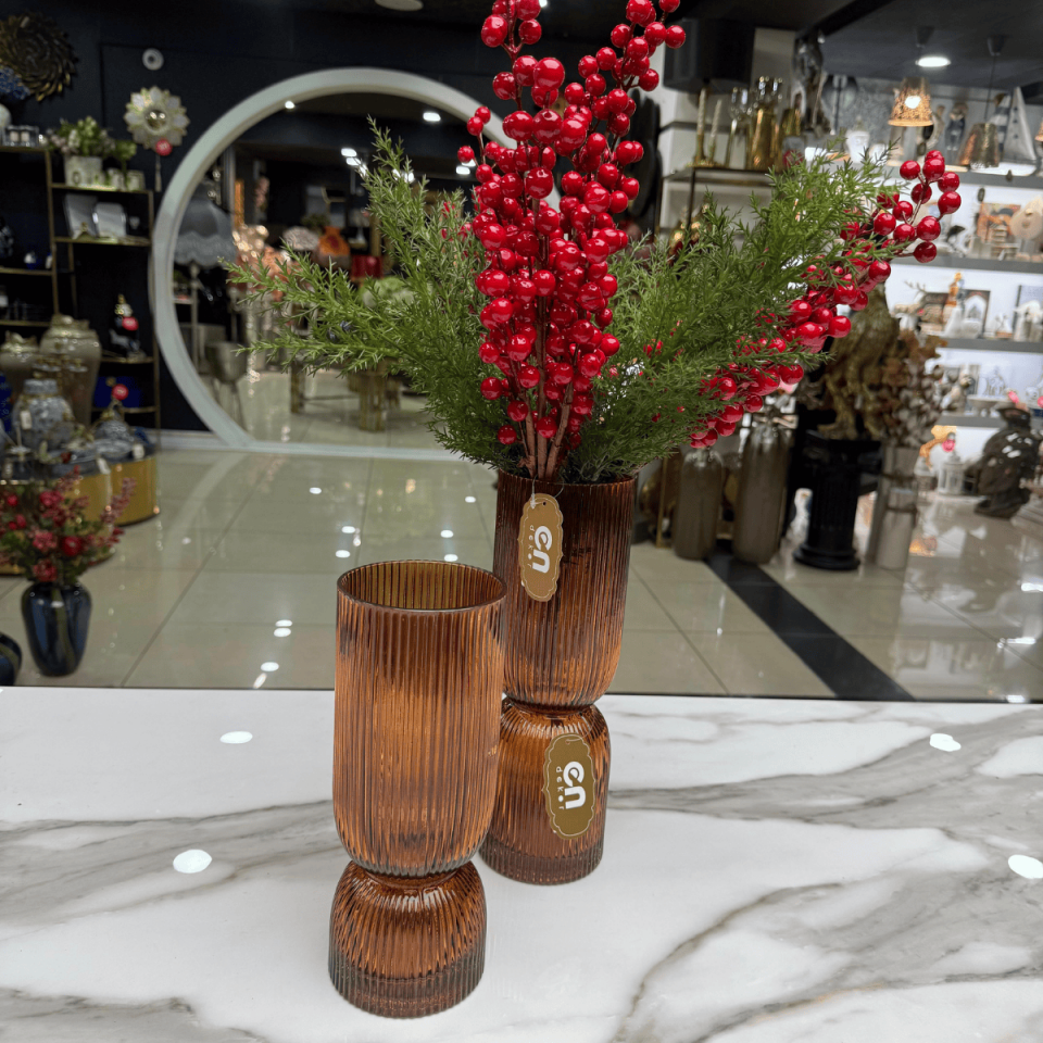 2 Lİ CAM VAZO AMBER