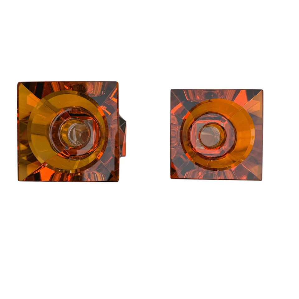 2Lİ TURUNCU CAM ŞAMDAN OBJE