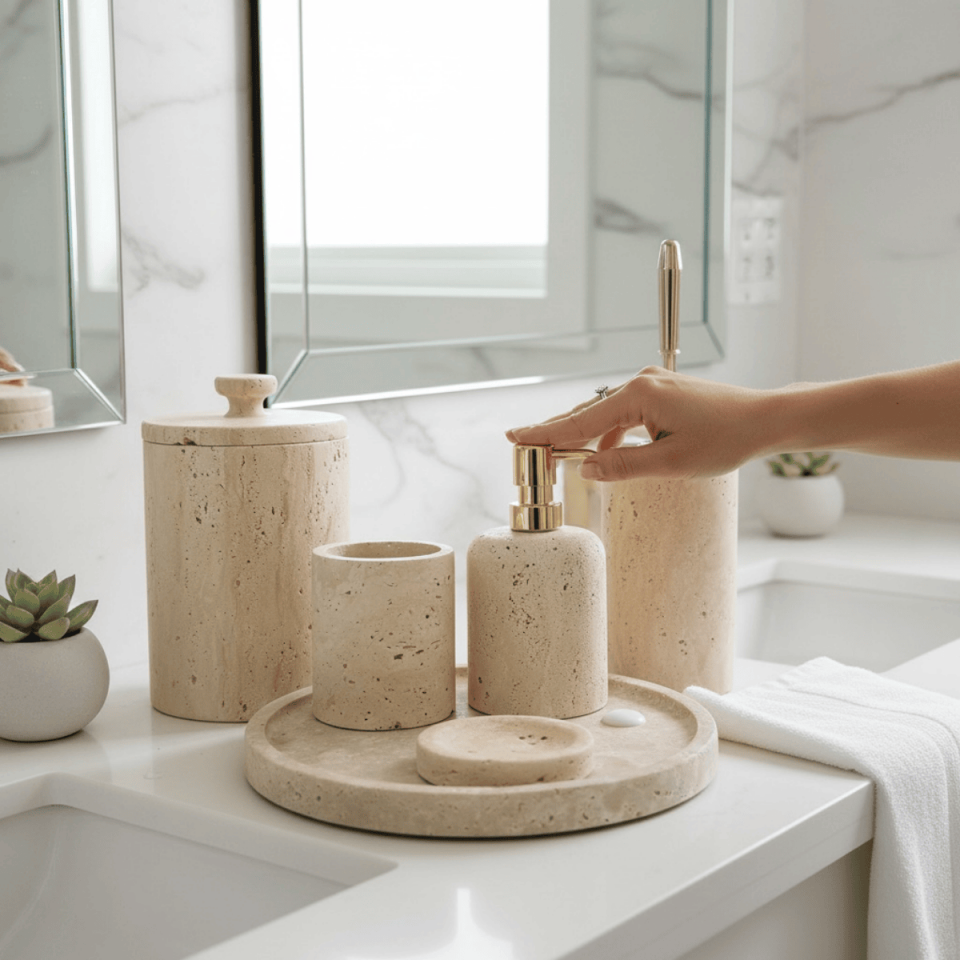 7 PARÇA TRAVERTEN BANYO SETİ