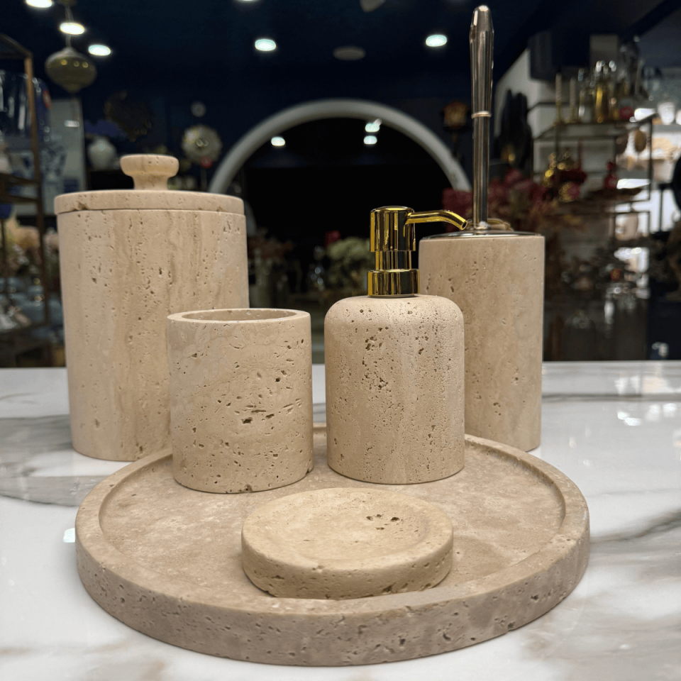 7 PARÇA TRAVERTEN BANYO SETİ