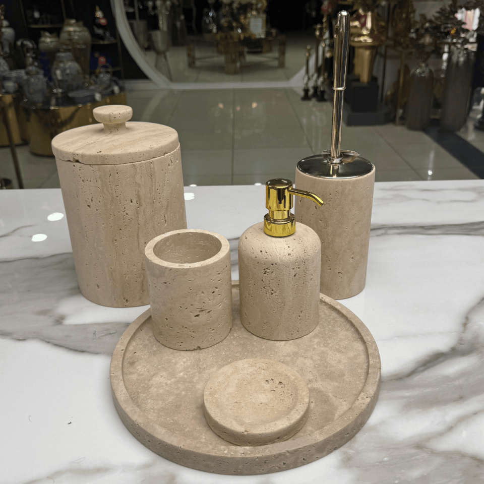 7 PARÇA TRAVERTEN BANYO SETİ