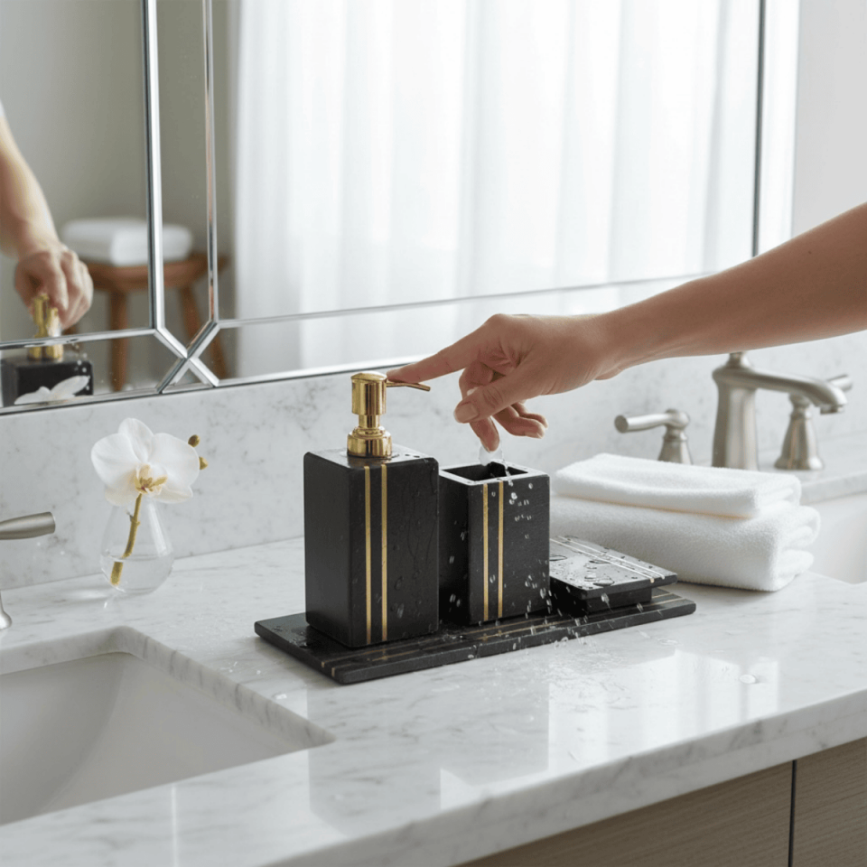 İTHAL BANYO SETİ SİYAH 4 PARÇA