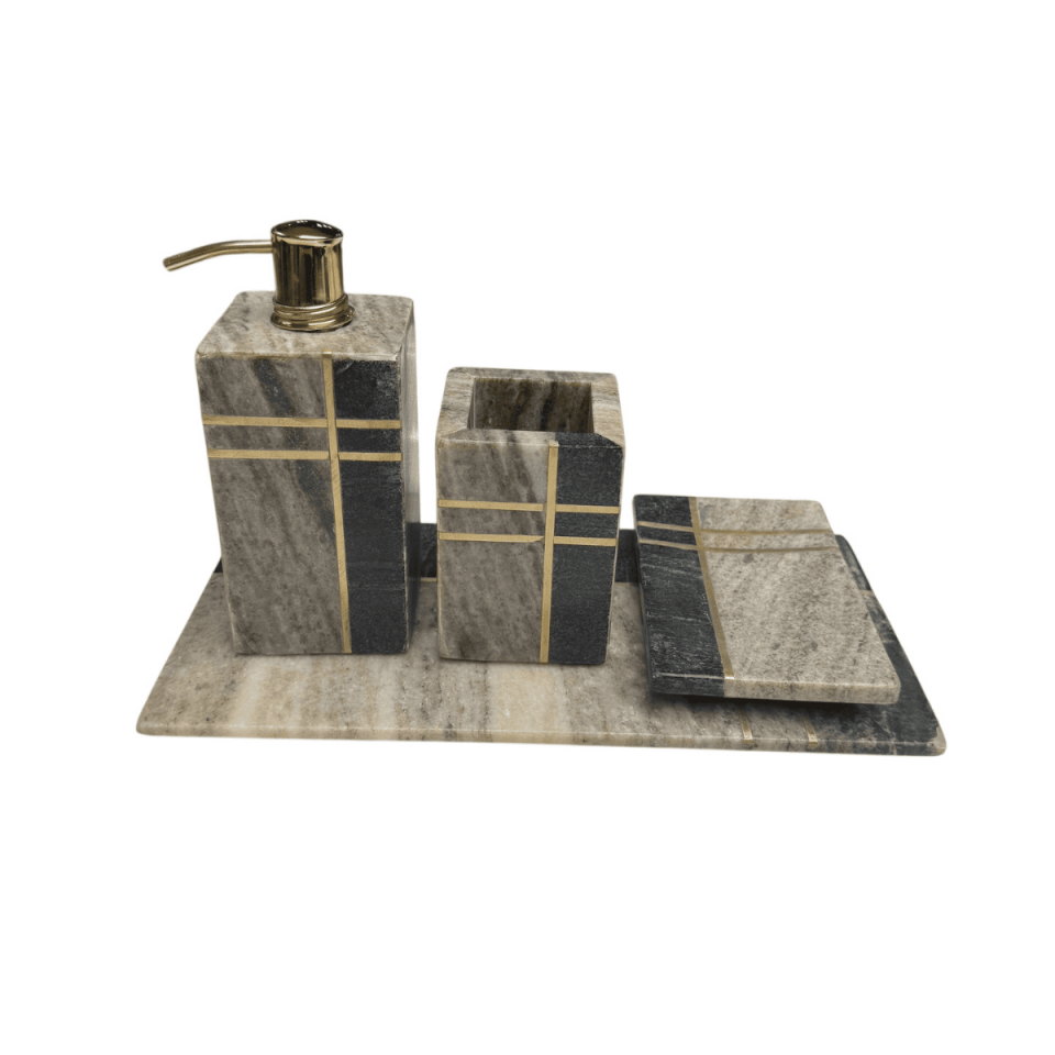 İTHAL BANYO SETİ BEJ GOLD 4 PARÇA