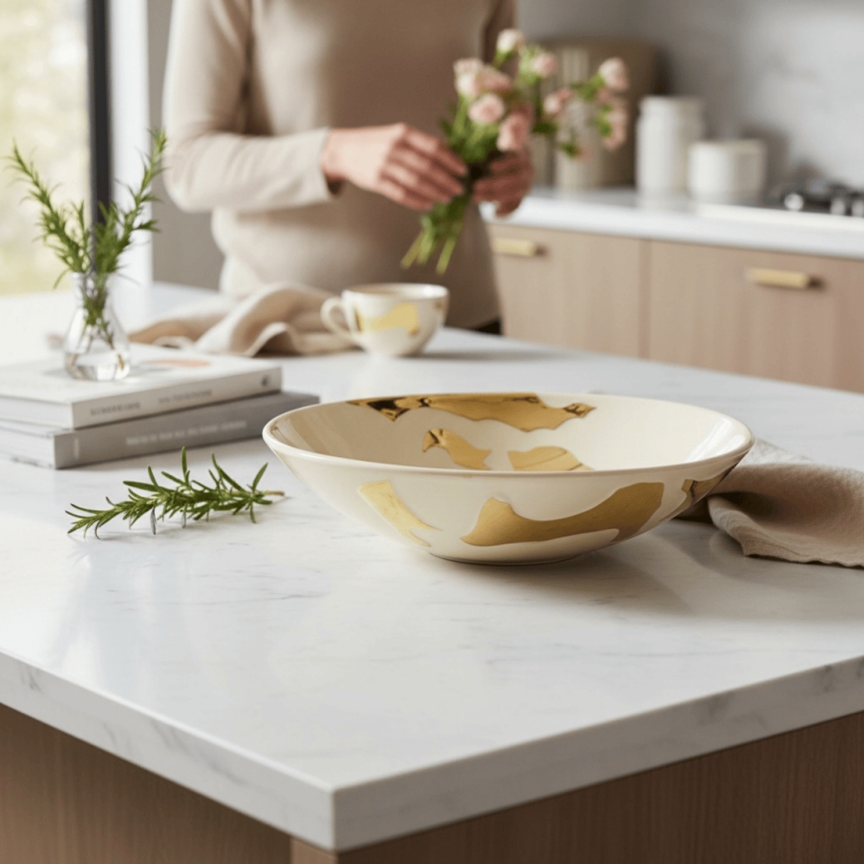 SLOT DEKORATİF TABAK BEJ