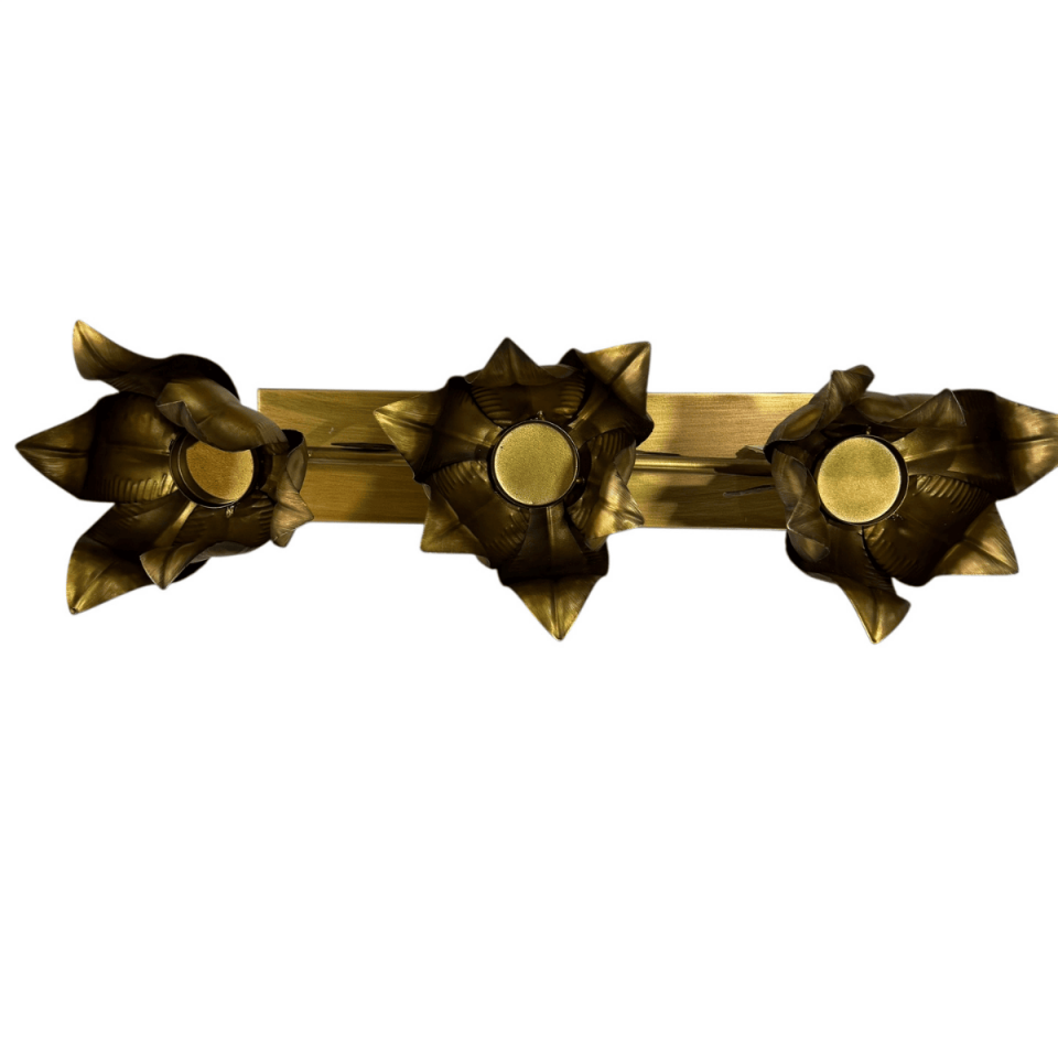 METAL ÇİÇEK 3LÜ ŞAMDAN