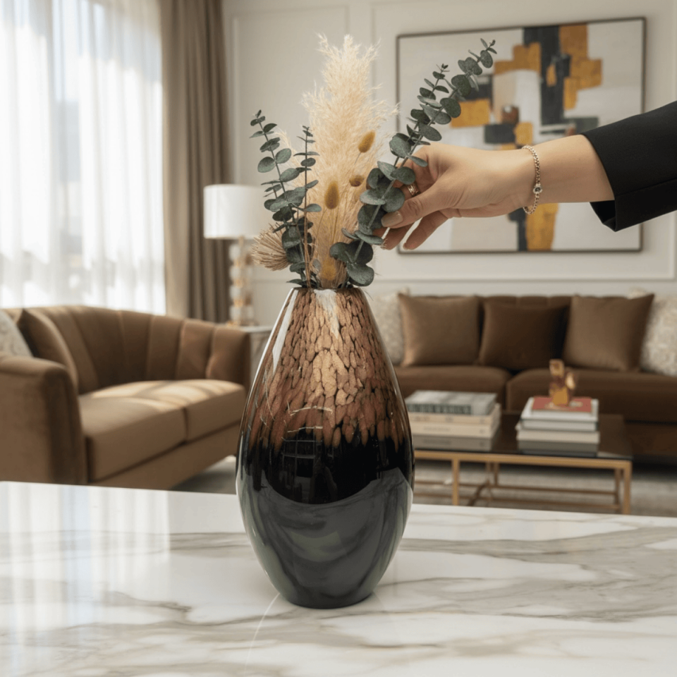 LEOPAR DESEN ROSE VAZO BÜYÜK