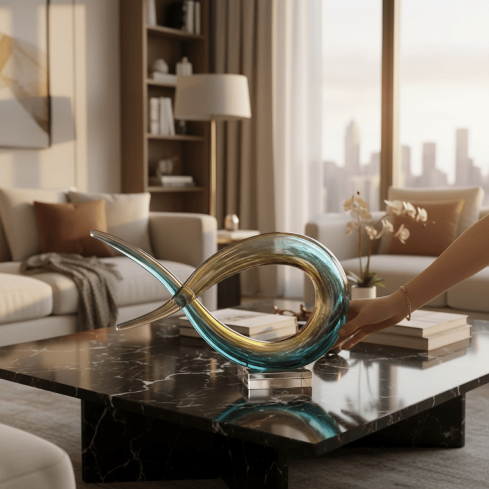 SOYUT CAM OBJE YEŞİL MAVİ