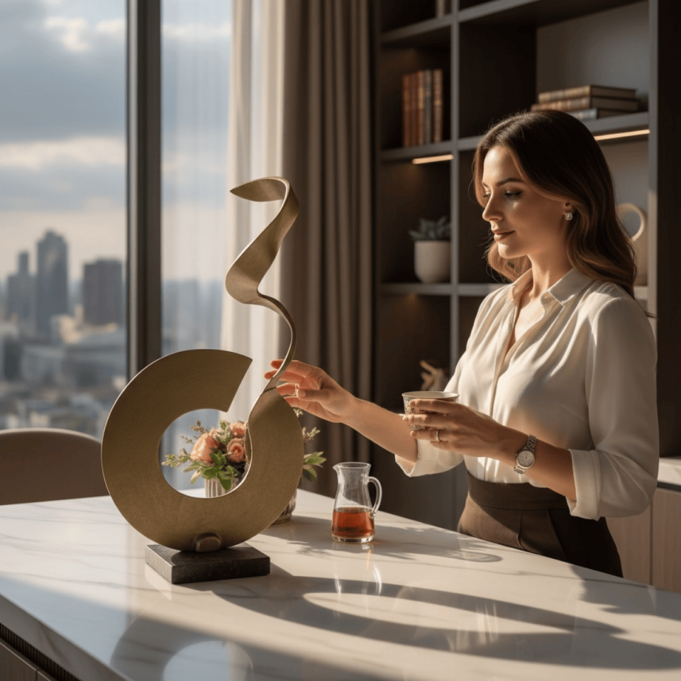 BÜYÜK MERMER KAİDELİ SOYUT DÖKÜM OBJE