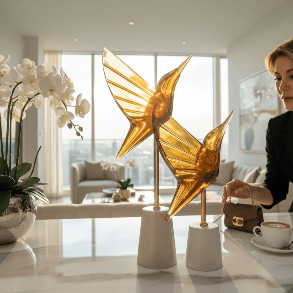 AKRİLİK 2Lİ SİNEK KUŞU OBJE