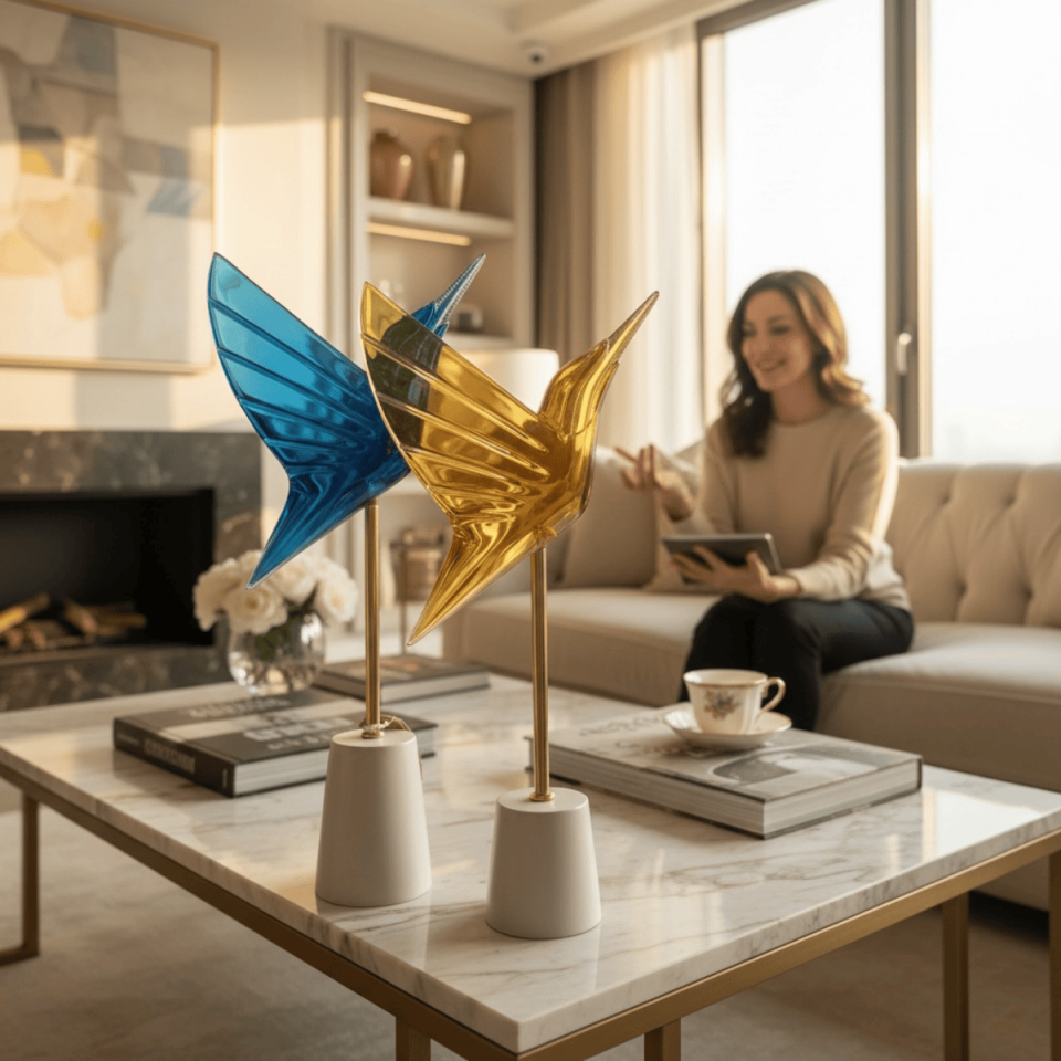 AKRİLİK 2Lİ SİNEK KUŞU OBJE