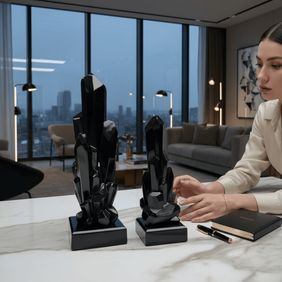 AKRİLİK 2Lİ SİYAH KRİSTAL OBJE