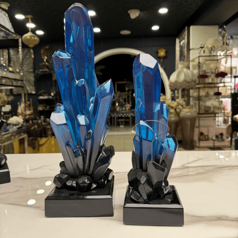 AKRİLİK 2Lİ MAVİ KRİSTAL OBJE