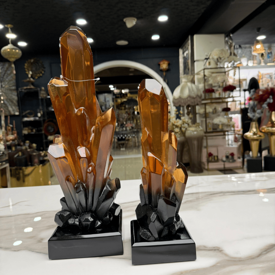 AKRİLİK 2Lİ TURUNCU KRİSTAL OBJE