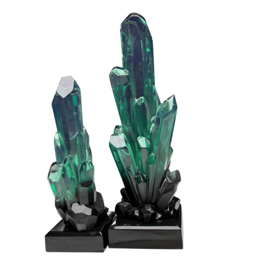 AKRİLİK 2Lİ YEŞİL KRİSTAL OBJE