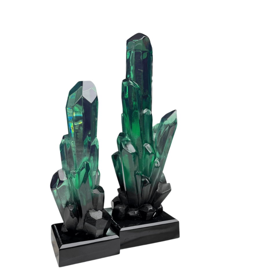 AKRİLİK 2Lİ YEŞİL KRİSTAL OBJE