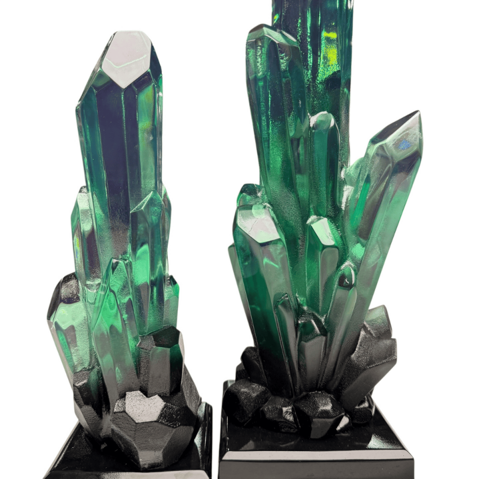 AKRİLİK 2Lİ YEŞİL KRİSTAL OBJE