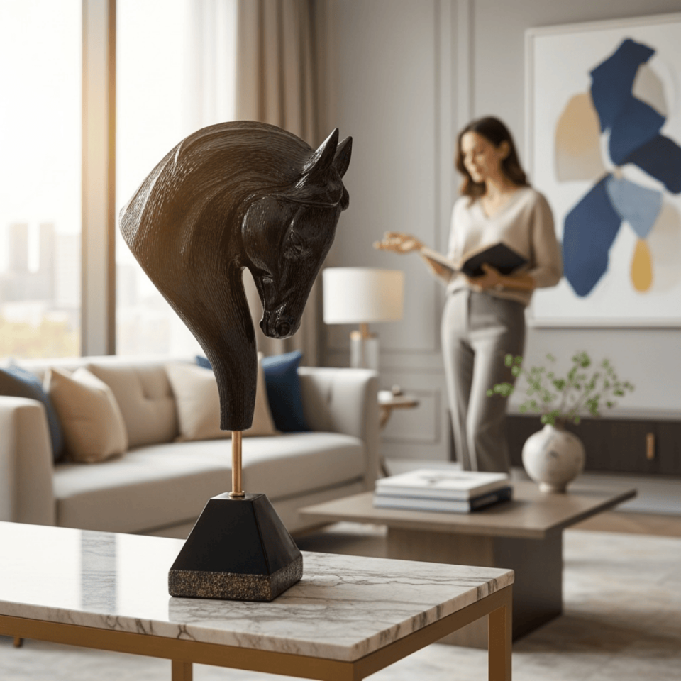 AKRİLİK AT BÜST DEKORATİF OBJE