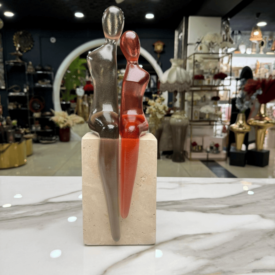 AKRİLİK ÇİFT İNSAN FİGÜRÜ DEKORATİF OBJE