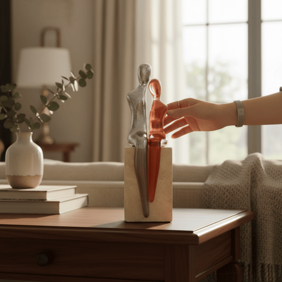 AKRİLİK ÇİFT İNSAN FİGÜRÜ DEKORATİF OBJE