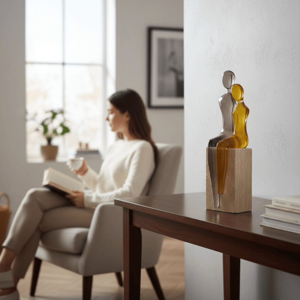 AKRİLİK ÇİFT İNSAN FİGÜRÜ DEKORATİF OBJE