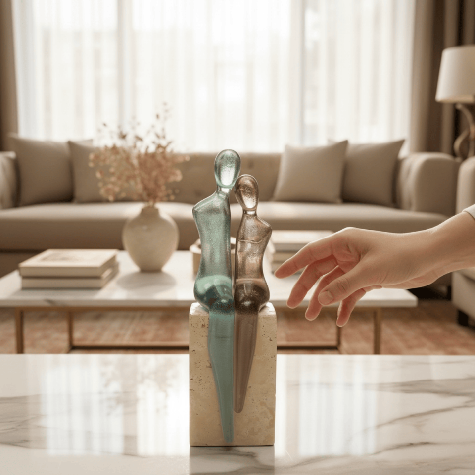 AKRİLİK ÇİFT İNSAN FİGÜRÜ DEKORATİF OBJE