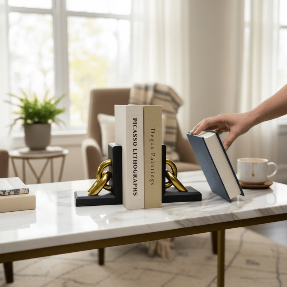 ZİNCİR TASARIMLI 2'Lİ KİTAP TUTUCU