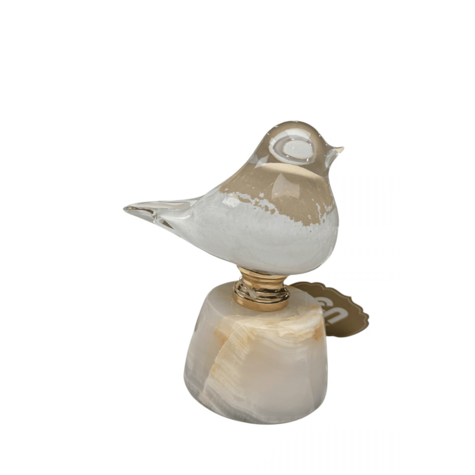 2'Lİ MERMER KAİDELİ CAM KUŞ DEKORATİF OBJE