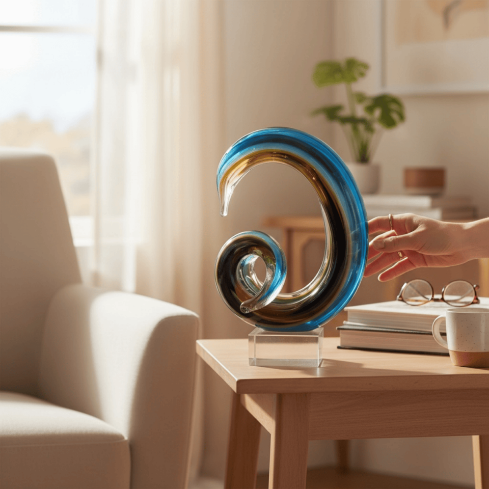 CAM SPİRAL SOYUT DEKORATİF OBJE