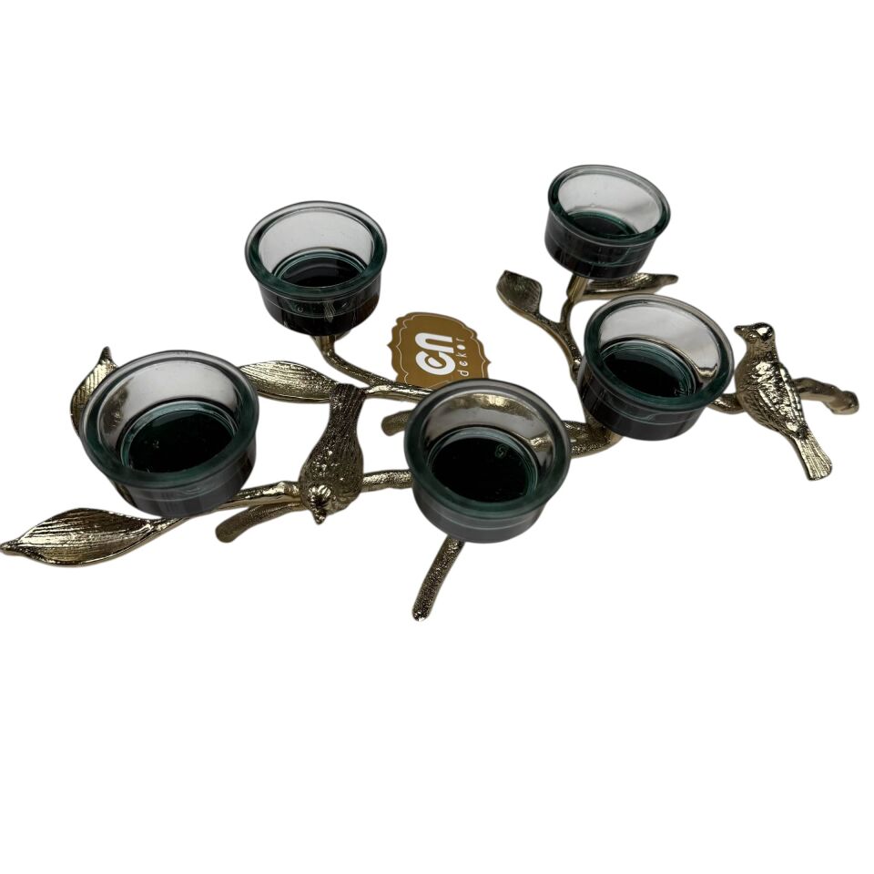 KUŞ FİGÜRLÜ DEKORATİF 5Lİ MUMLUK