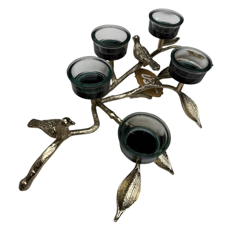 KUŞ FİGÜRLÜ DEKORATİF 5Lİ MUMLUK