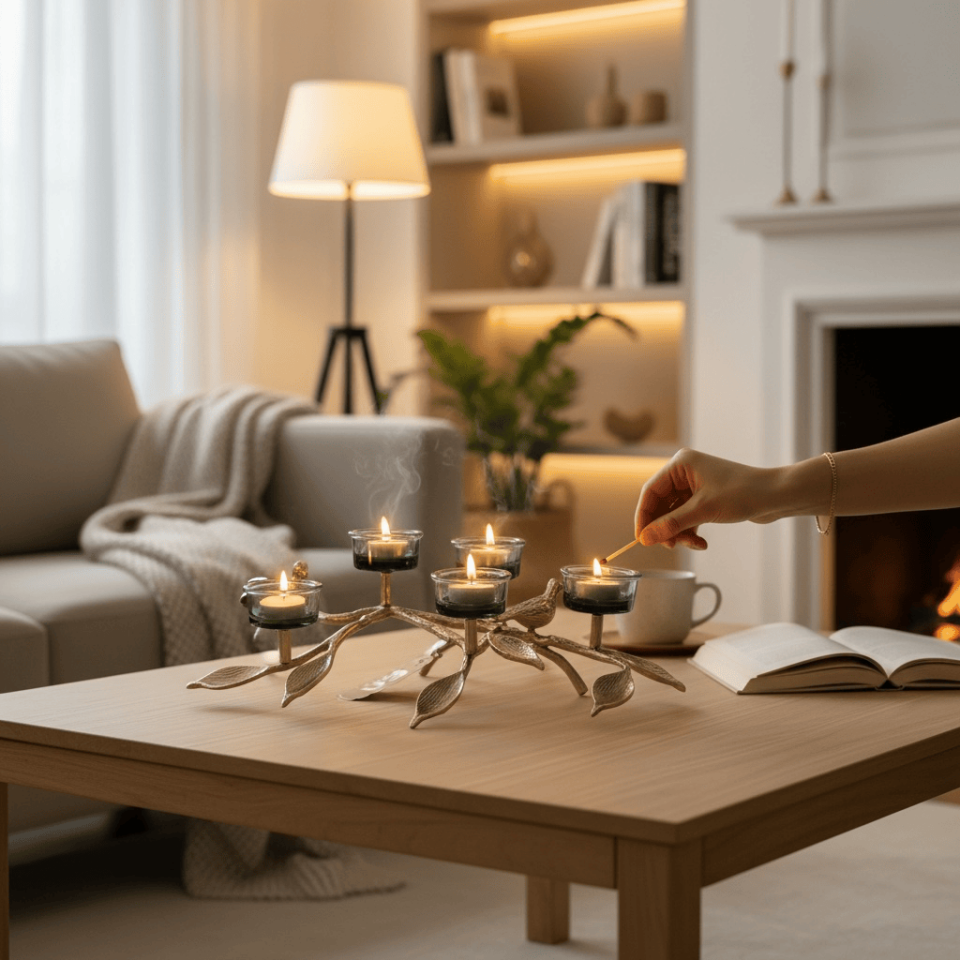 KUŞ FİGÜRLÜ DEKORATİF 5Lİ MUMLUK