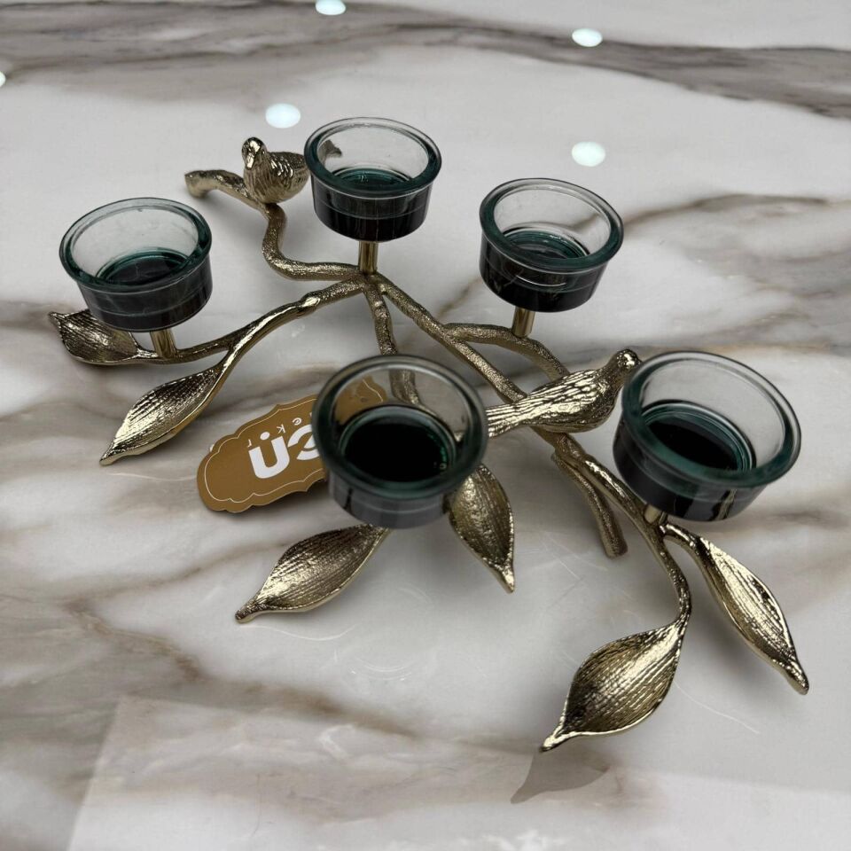 KUŞ FİGÜRLÜ DEKORATİF 5Lİ MUMLUK